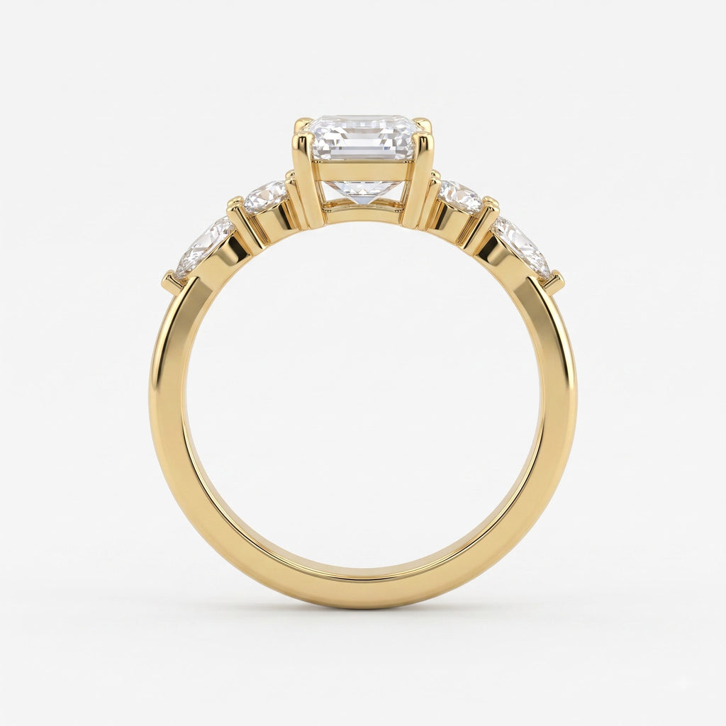 Emerald Cut Striking five-stone Diamond Engagement Ring