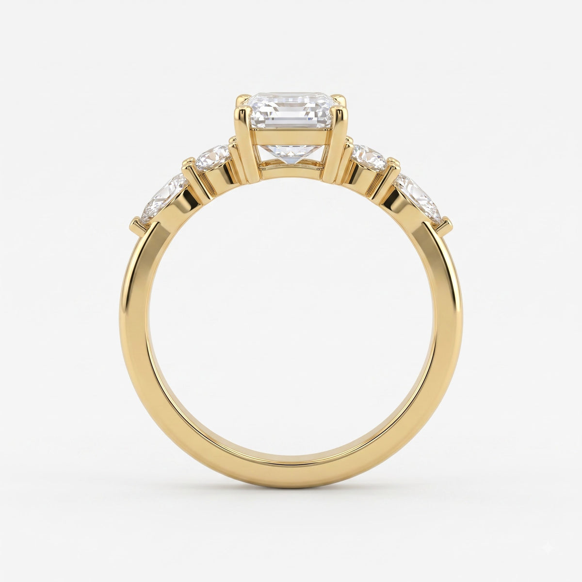 Emerald Cut Striking five-stone Diamond Engagement Ring