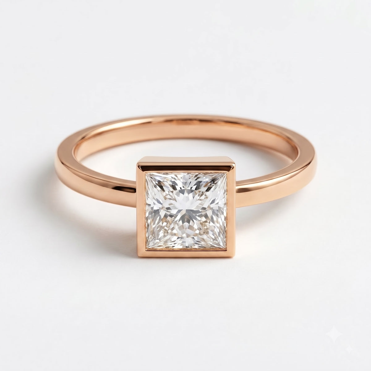 Élan Luxe Princess Diamond Bezel Setting Solitaire Ring