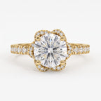 The Aurelia Bloom Floral Round Diamond Hidden Halo Ring