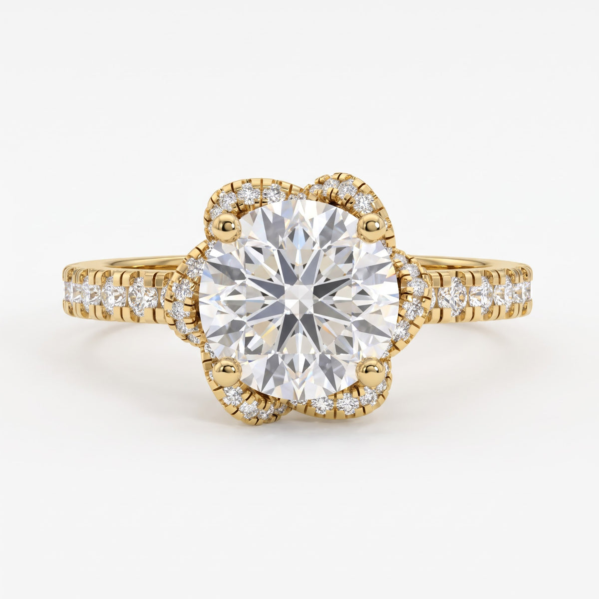 The Aurelia Bloom Floral Round Diamond Hidden Halo Ring