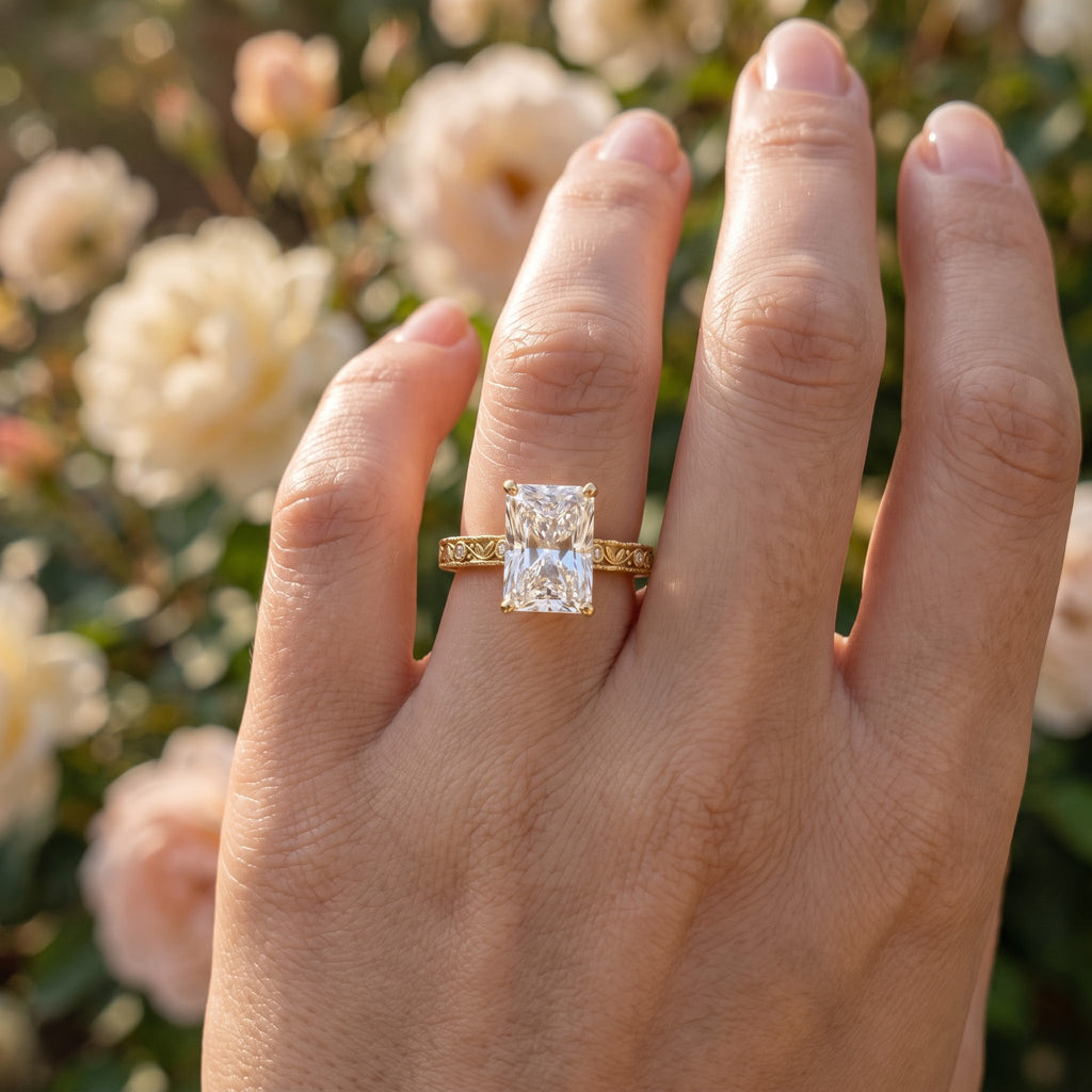 Eternal Radiance Luxe Radiant-Cut Diamond Vintage Ring
