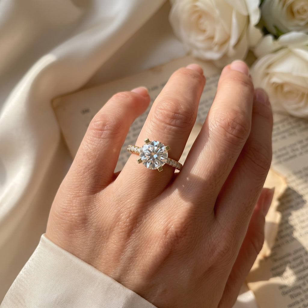 Celestia Aurelia Round Diamond Pavé Hidden Halo Engagement Ring