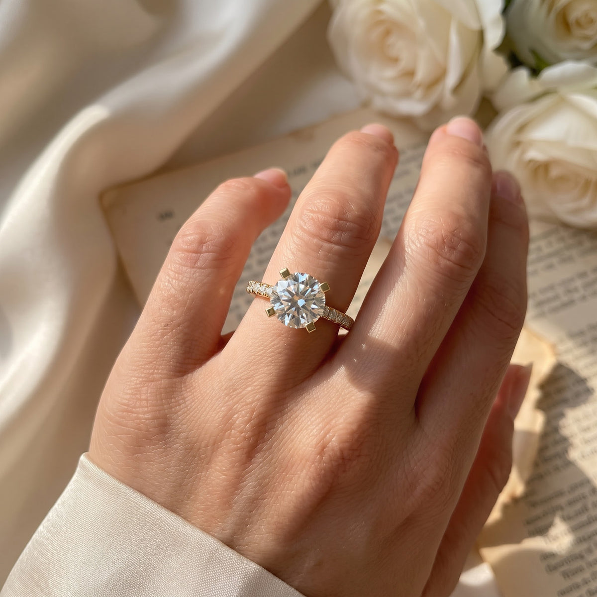 Celestia Aurelia Round Diamond Pavé Hidden Halo Engagement Ring