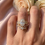 The Celestine Bloom Oval Diamond Bridal Set Vintage Ring