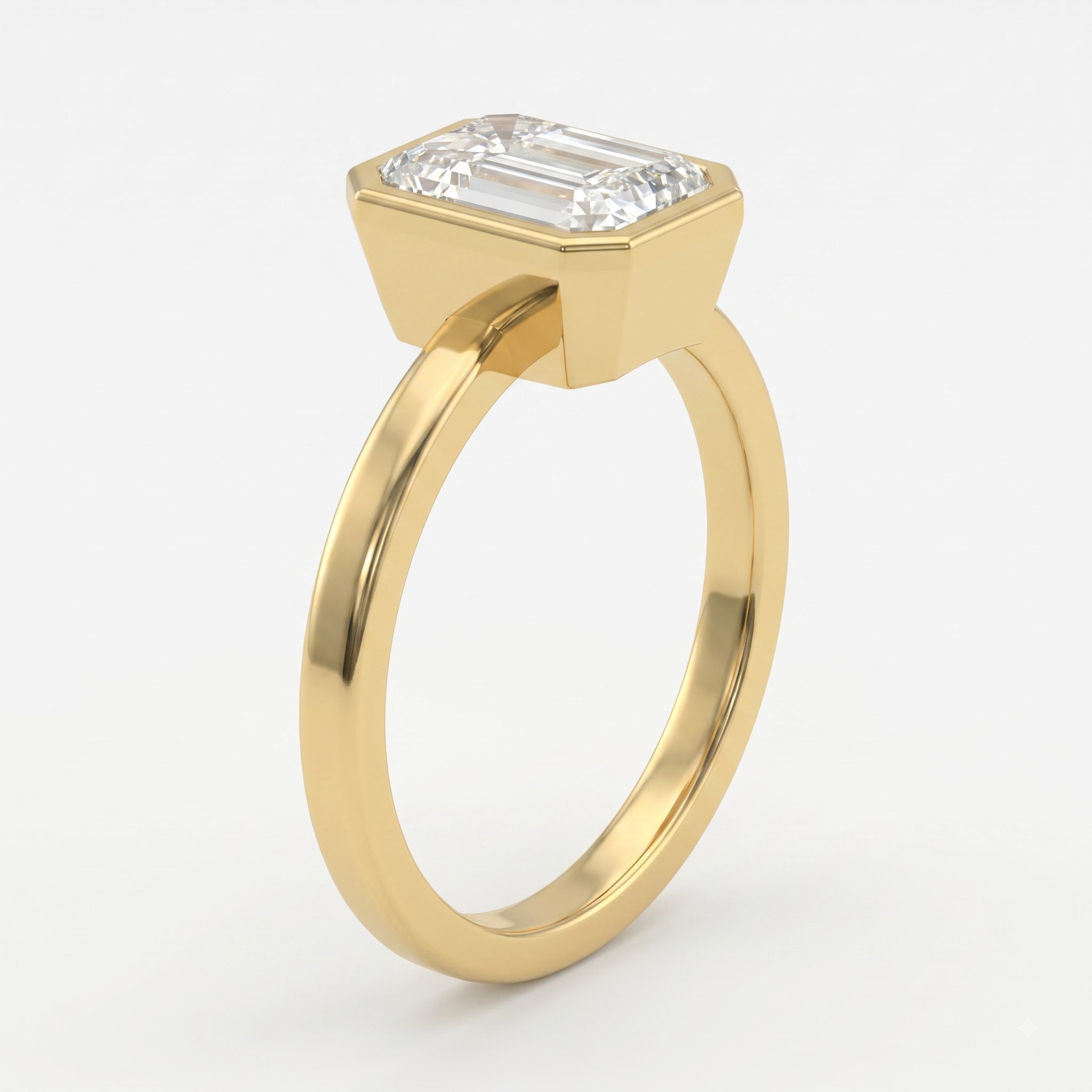 Modern Statement Emerald Diamond Bezel Setting Ring