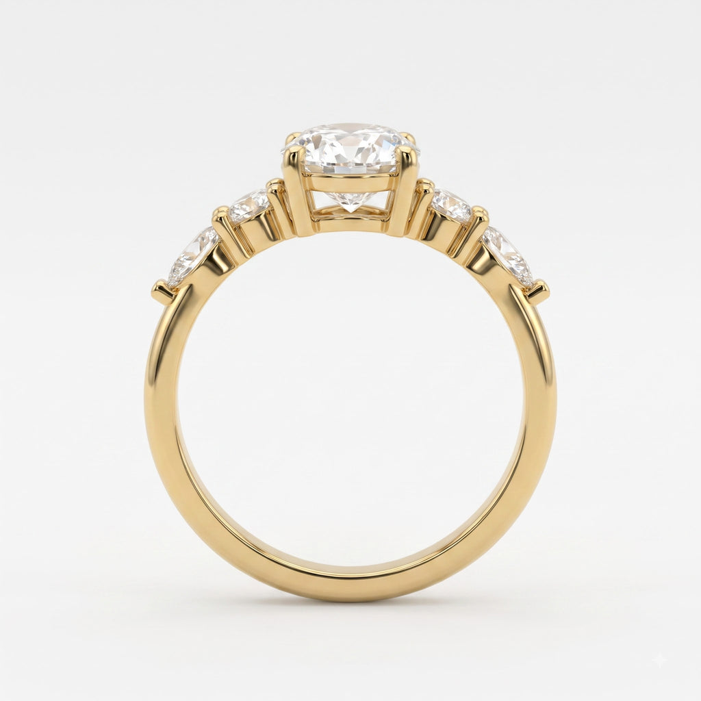 Modern Luxury Celestia Oval Diamond Side Stone Engagement Ring