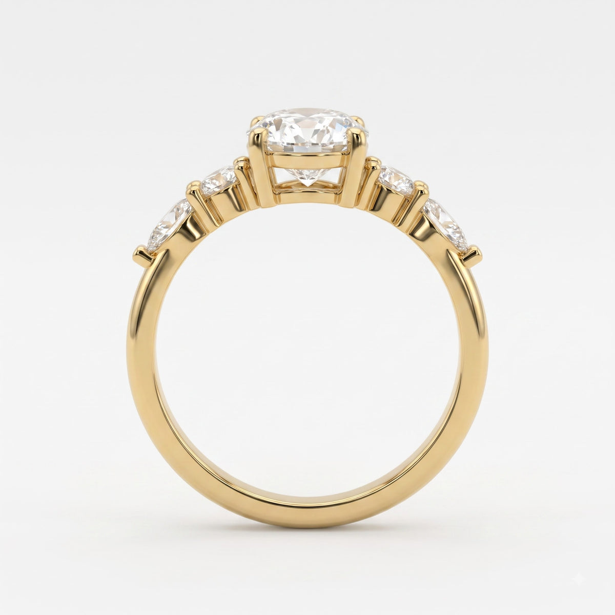 Modern Luxury Celestia Oval Diamond Side Stone Engagement Ring