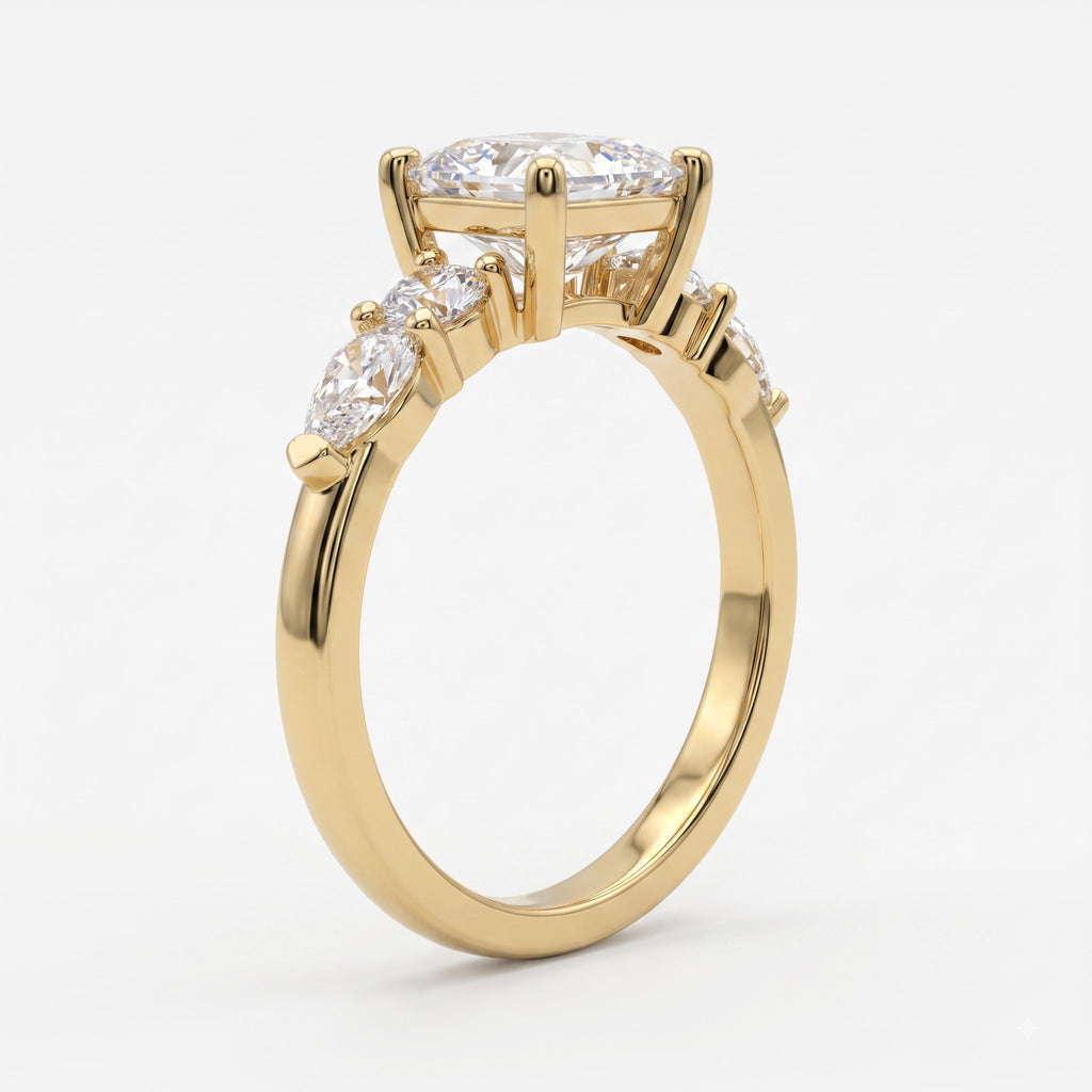 The Valora Princess Cut Diamond Side Stone Engagement Ring