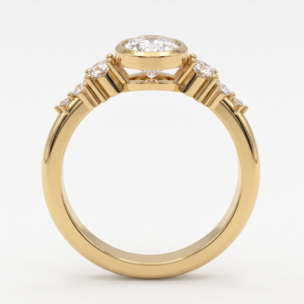 Aurelia Classic Oval Diamond Side Stone Ring