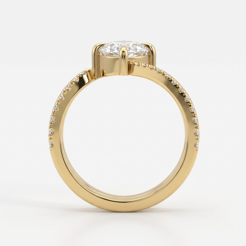 Celestial Marquise Diamond Twisted Side Stone Ring