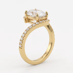 Celestia Twist Oval Diamond Crossover Side Stone Ring