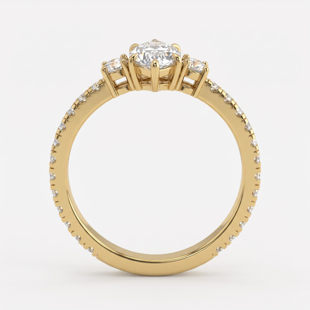 Luxury Celestia Marquise Diamond Side Stone Ring