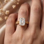 The Élanora Vintage Emerald Diamond Hidden Halo Ring
