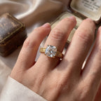 Luxury Vintage Inspired Cushion Cut Diamond Hidden Halo Ring