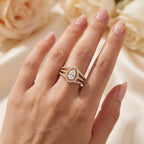 Élan Pear Diamond Sculptural Side Stone Ring