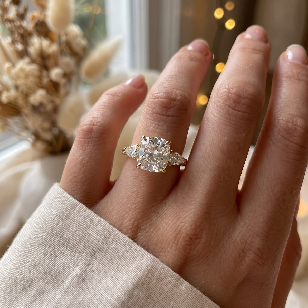 The Aurelia Cushion Diamond Trilogy Hidden Halo Ring