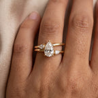 Celestial Embrace Pear Diamond three Stone Ring