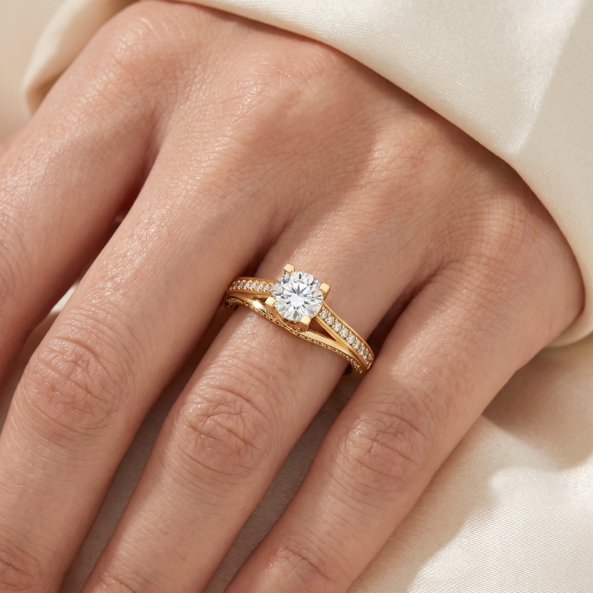 Lumière Grace Round Diamond Hidden halo Ring