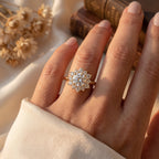 Luminous Floral Round Diamond Halo Ring