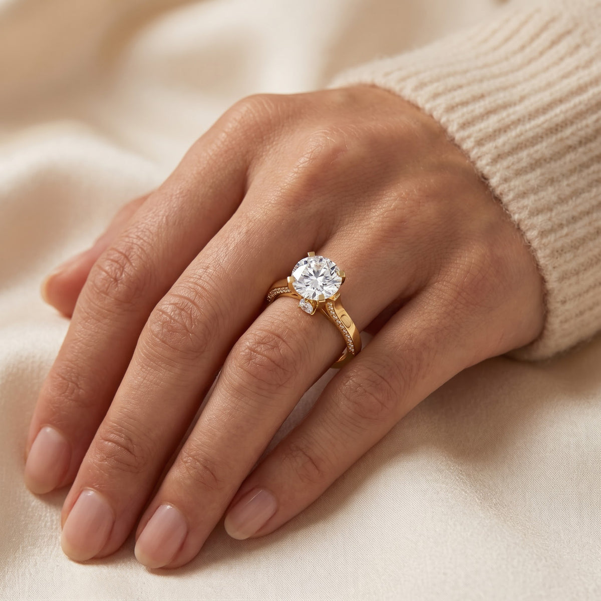 Imperial Sparkle Pavé Round Diamond Hidden Halo Ring