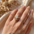 Luxury Marquise-Cut Diamond Floral Vintage Engagement Ring