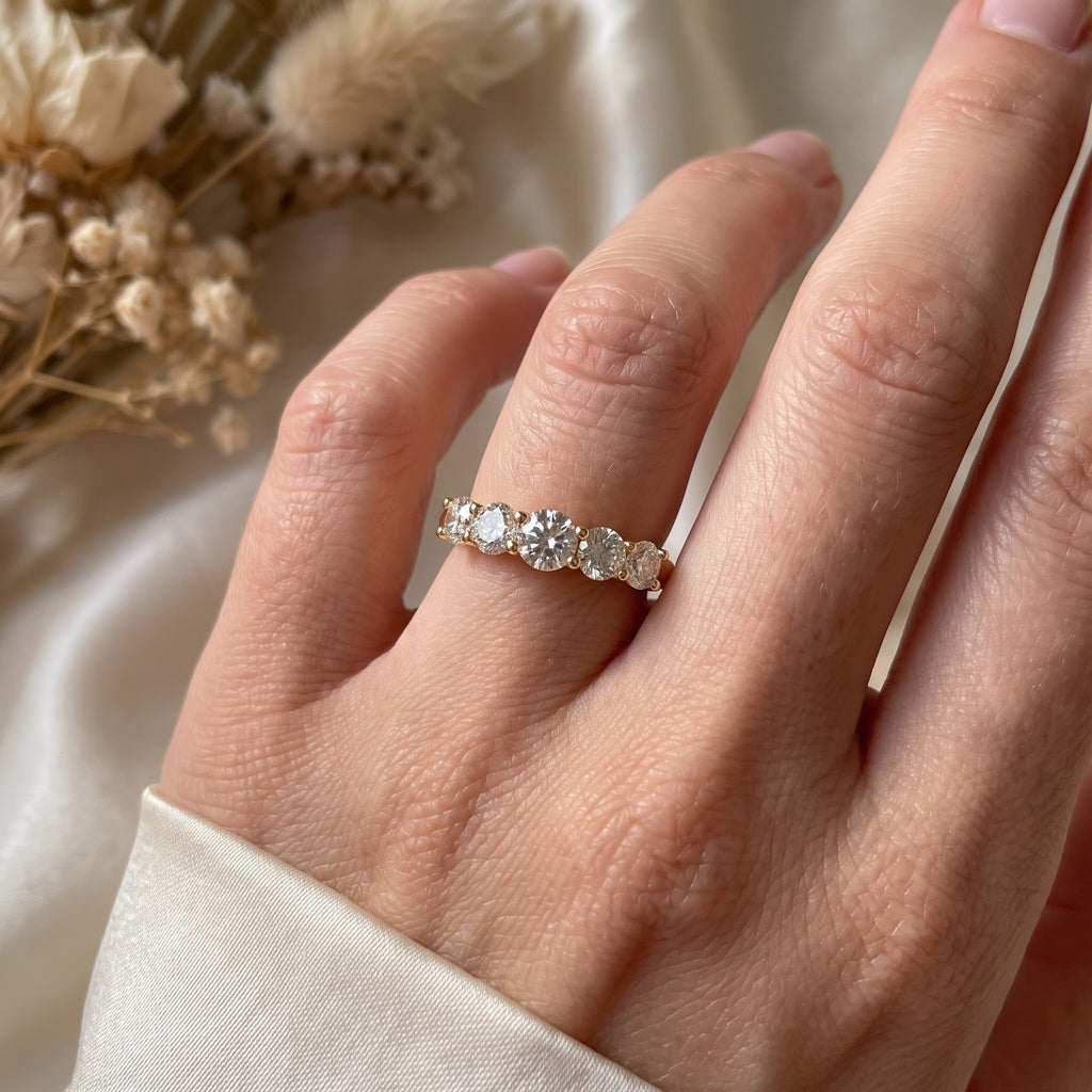 Modern 5 Stone Round Diamond Eternity Ring