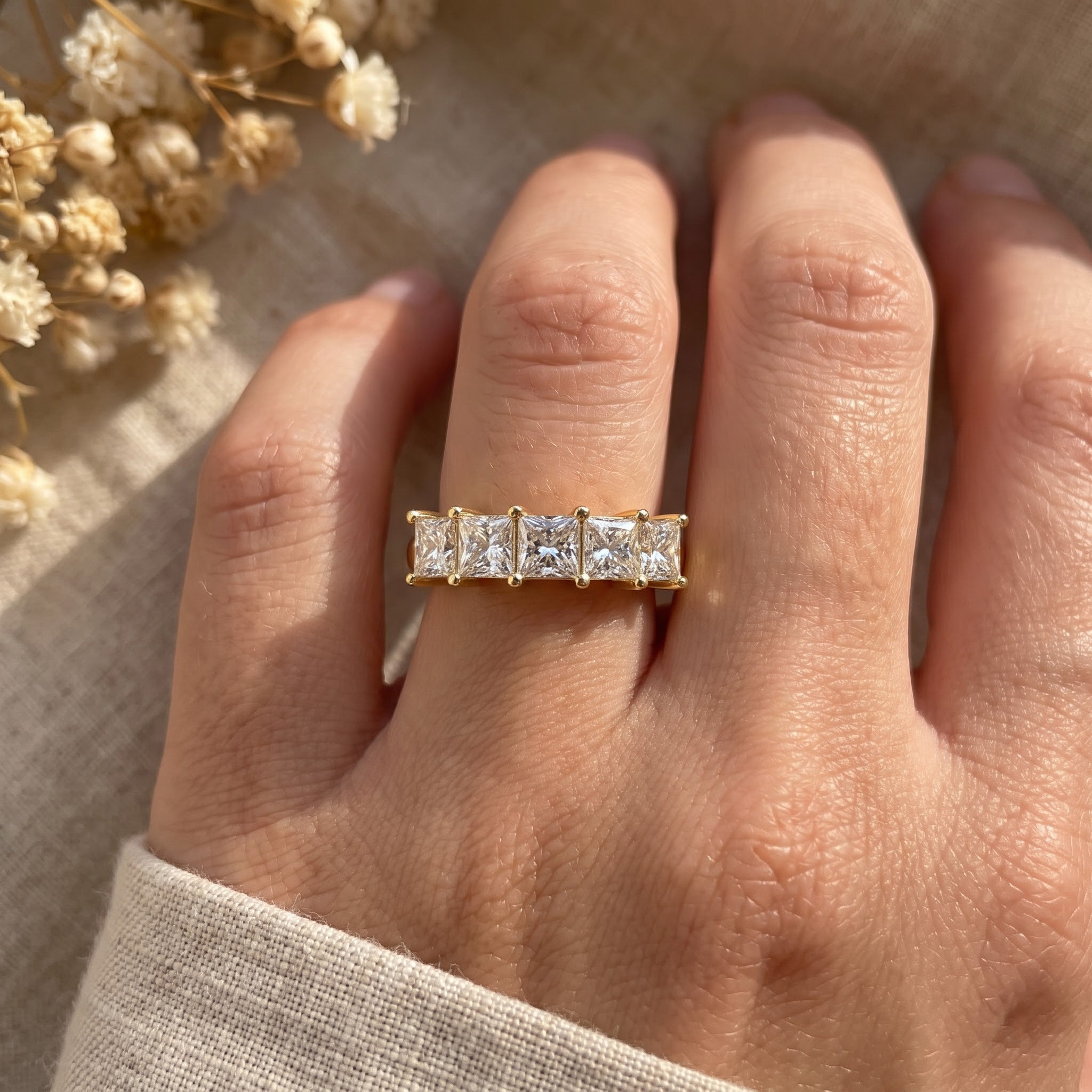Modern Princess Cut Diamond Eternity Ring