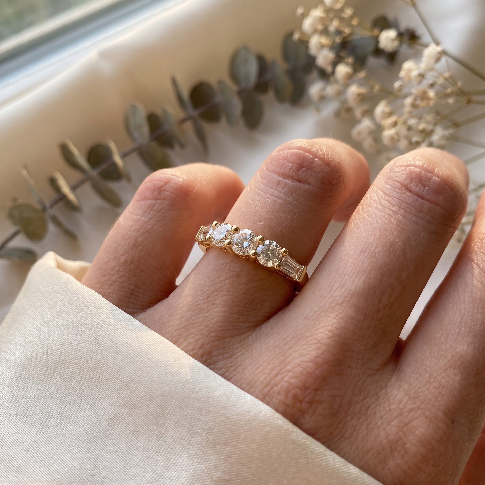 Modern Luxury Round & Tapered Baguette Diamond Eternity Band