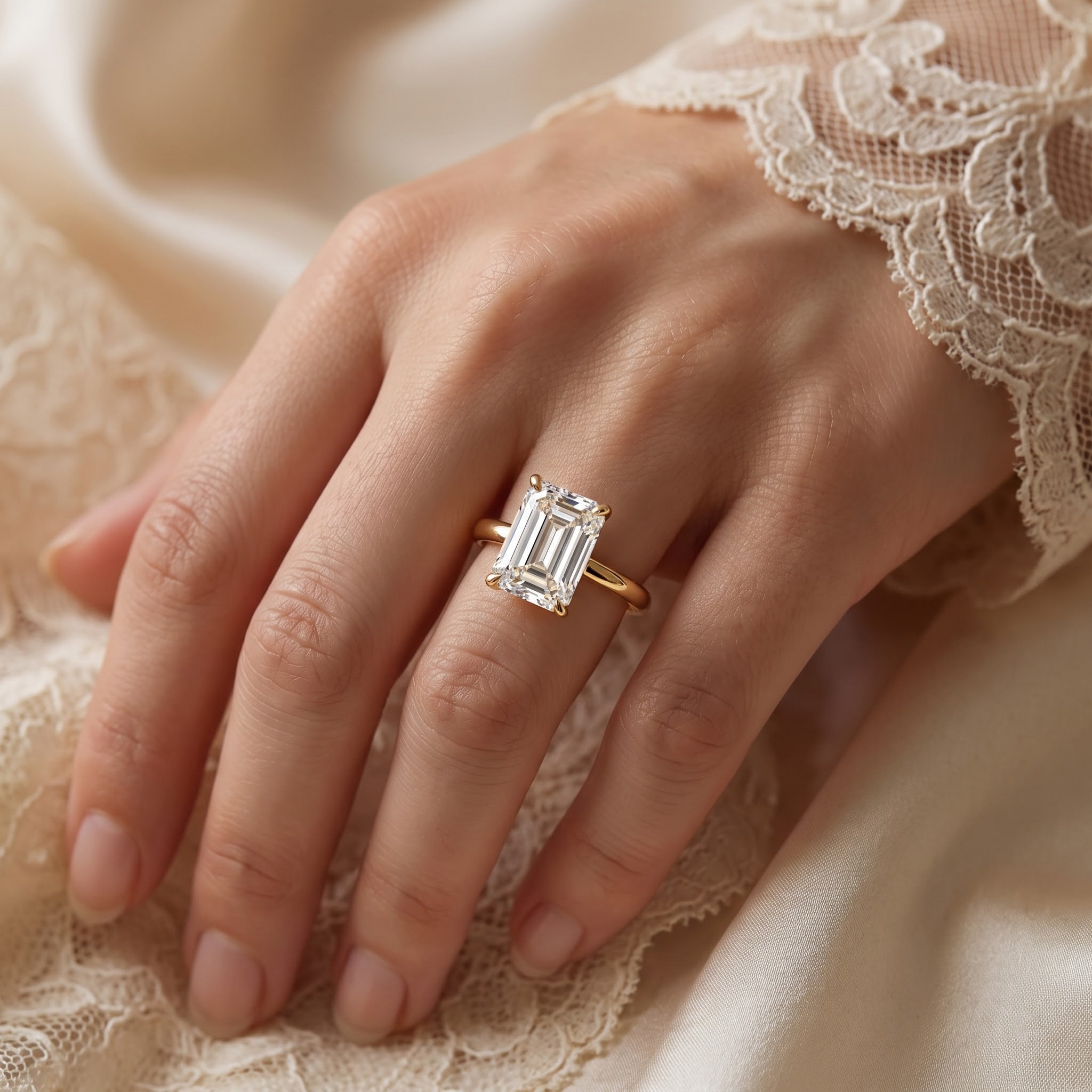 Modern heirloom luxury Emerald Cut Diamond Solitaire Ring