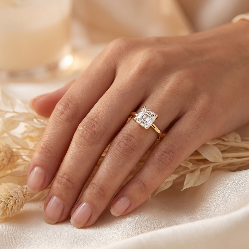 Aurelia Asscher Cut Diamond Solitaire Engagement Ring