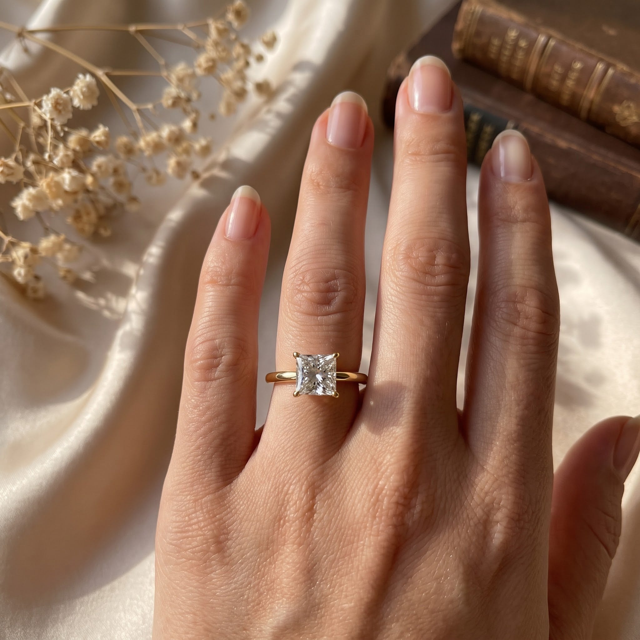 Modern Princess Cut Diamond Solitaire Engagement Ring