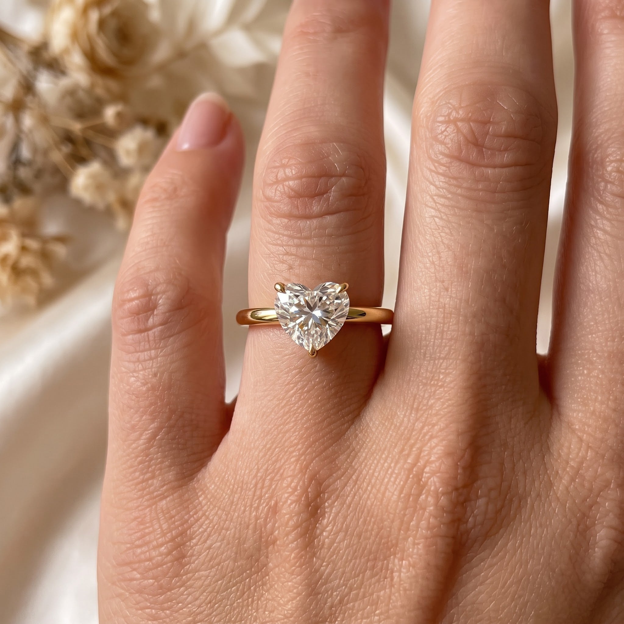 Minimalist Heart Cut Lab Diamond Engagement Ring