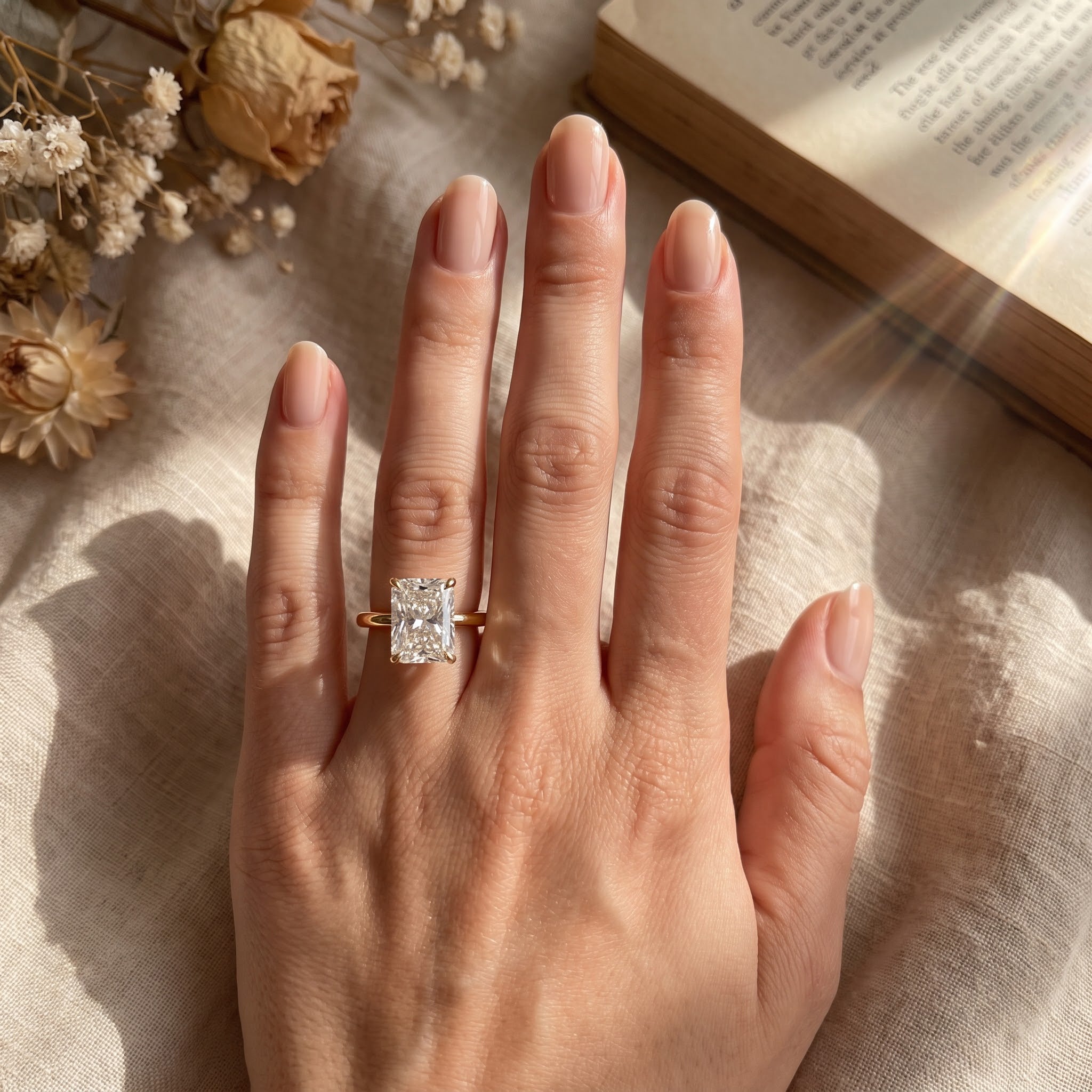 Modern Radiant-cut diamond solitaire Engagement ring