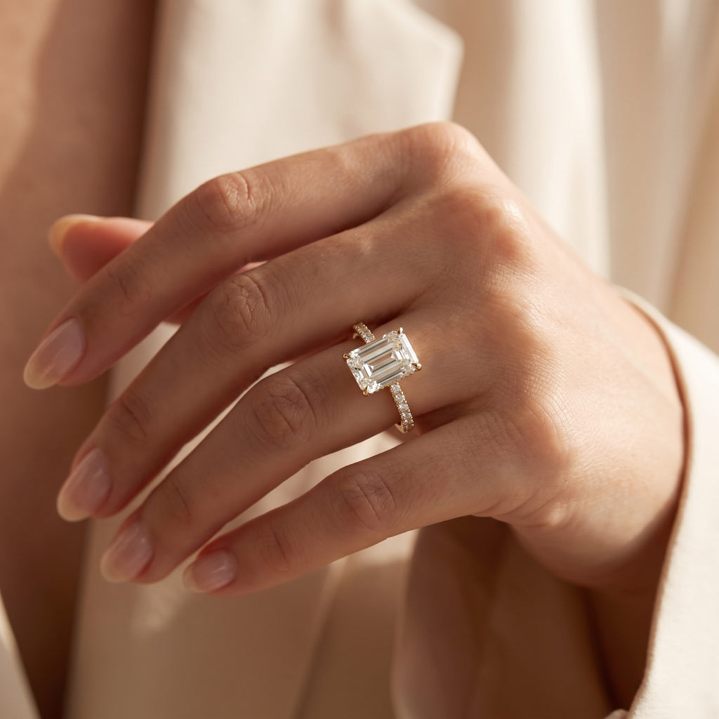 Emerald Cut Lab Grown Diamond Engagement Ring