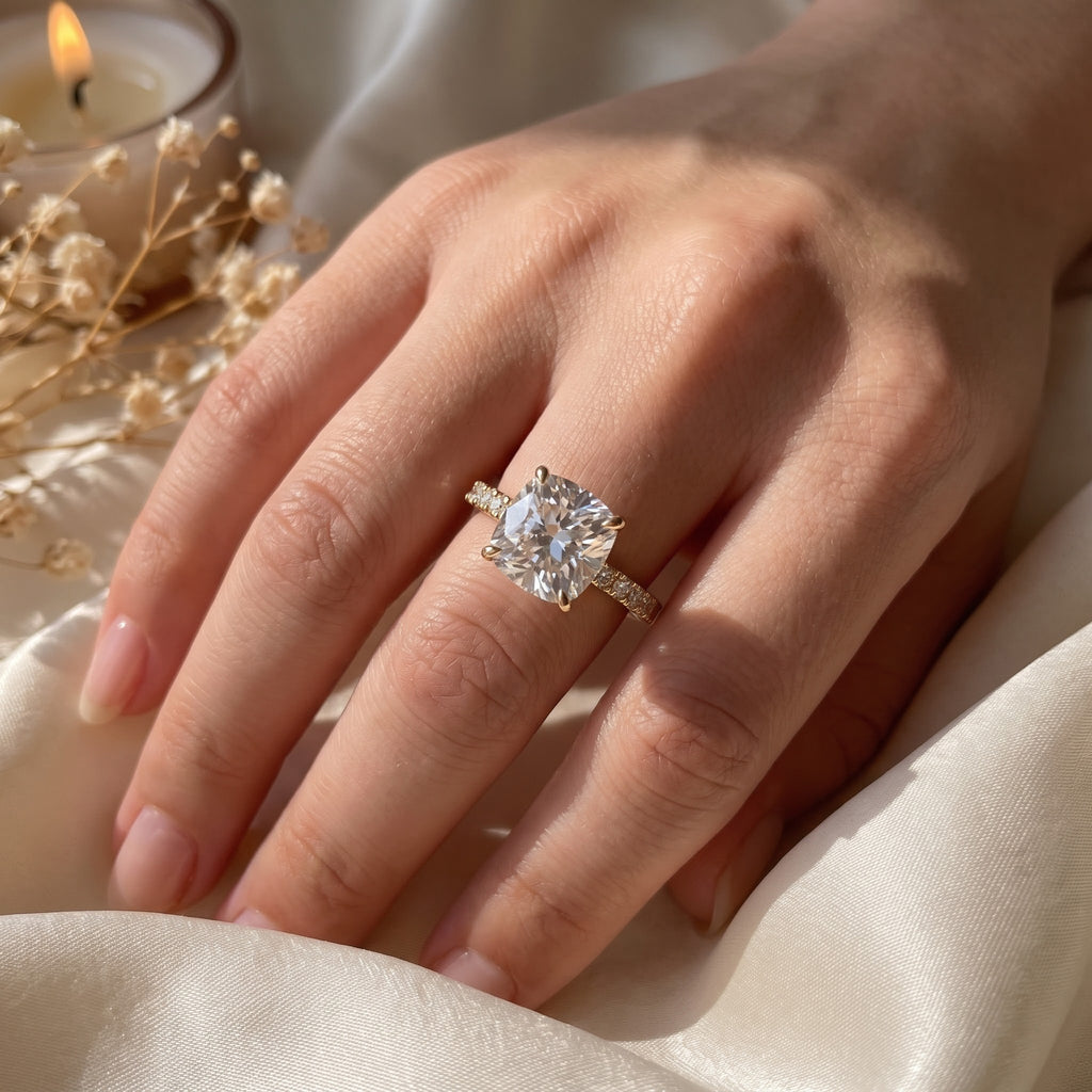 Modern Luxury Cushion Cut Lab Grown Diamond Engagement Ring