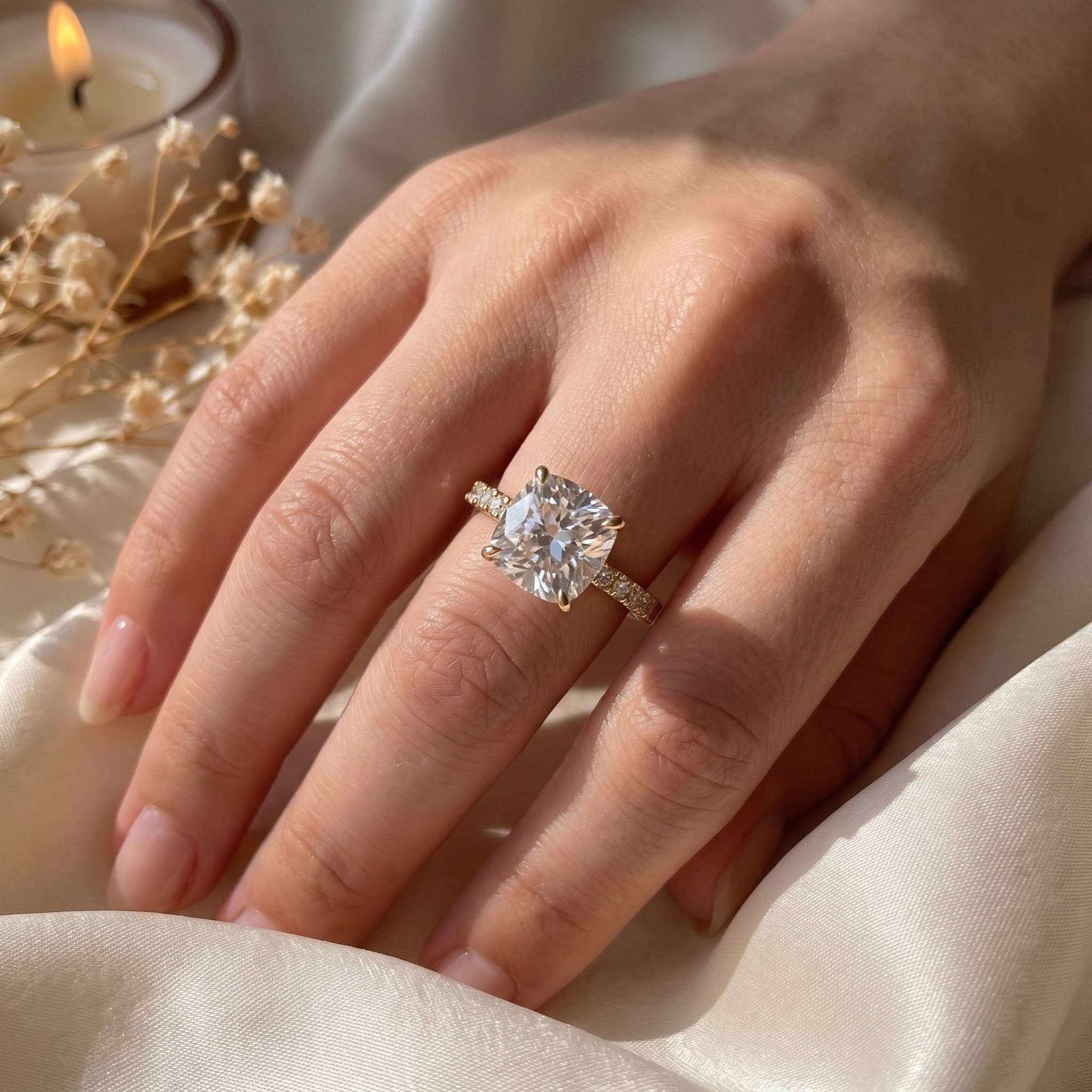 Modern Luxury Cushion Cut Lab Grown Diamond Engagement Ring