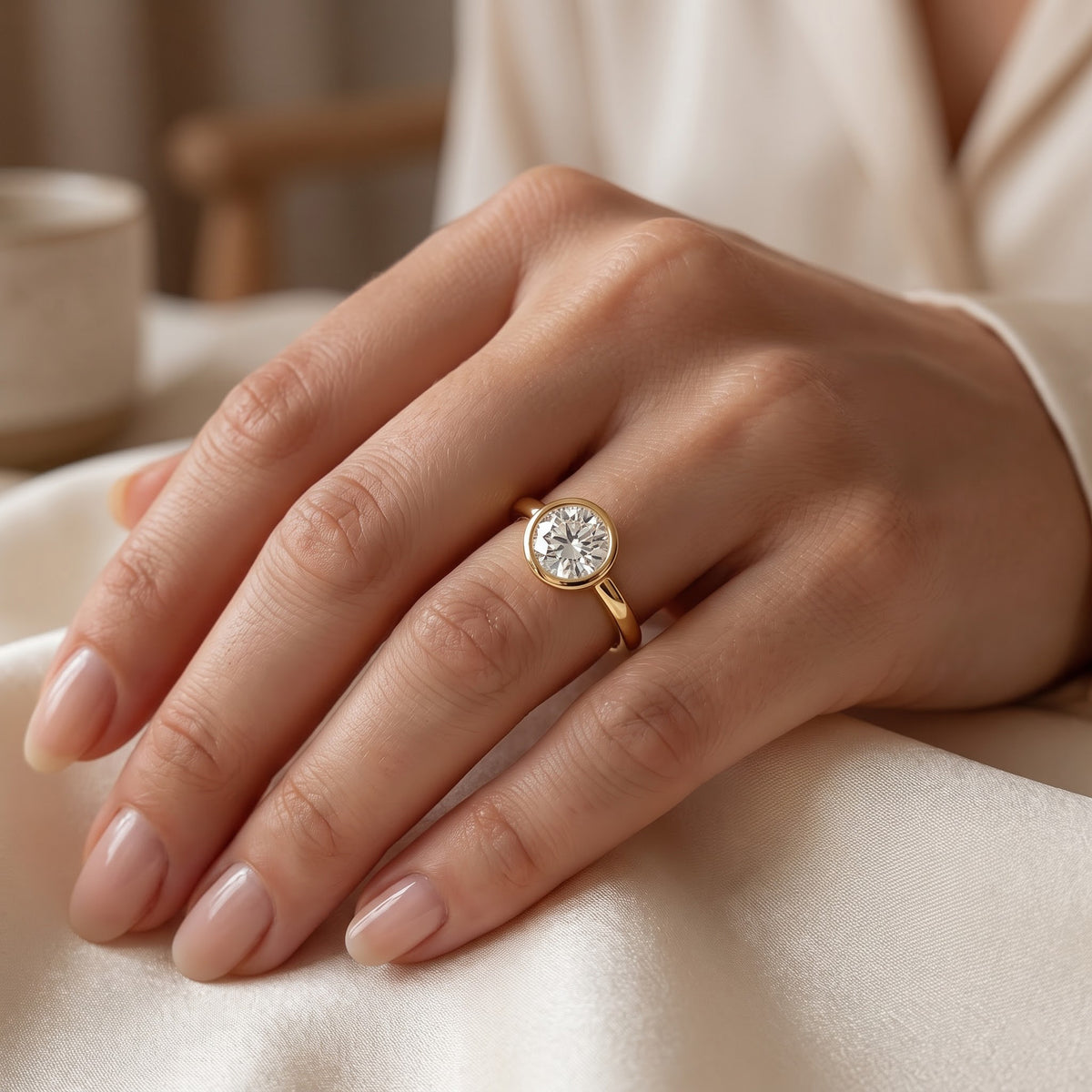 Élan Round Diamond Bezel Setting Solitaire Ring