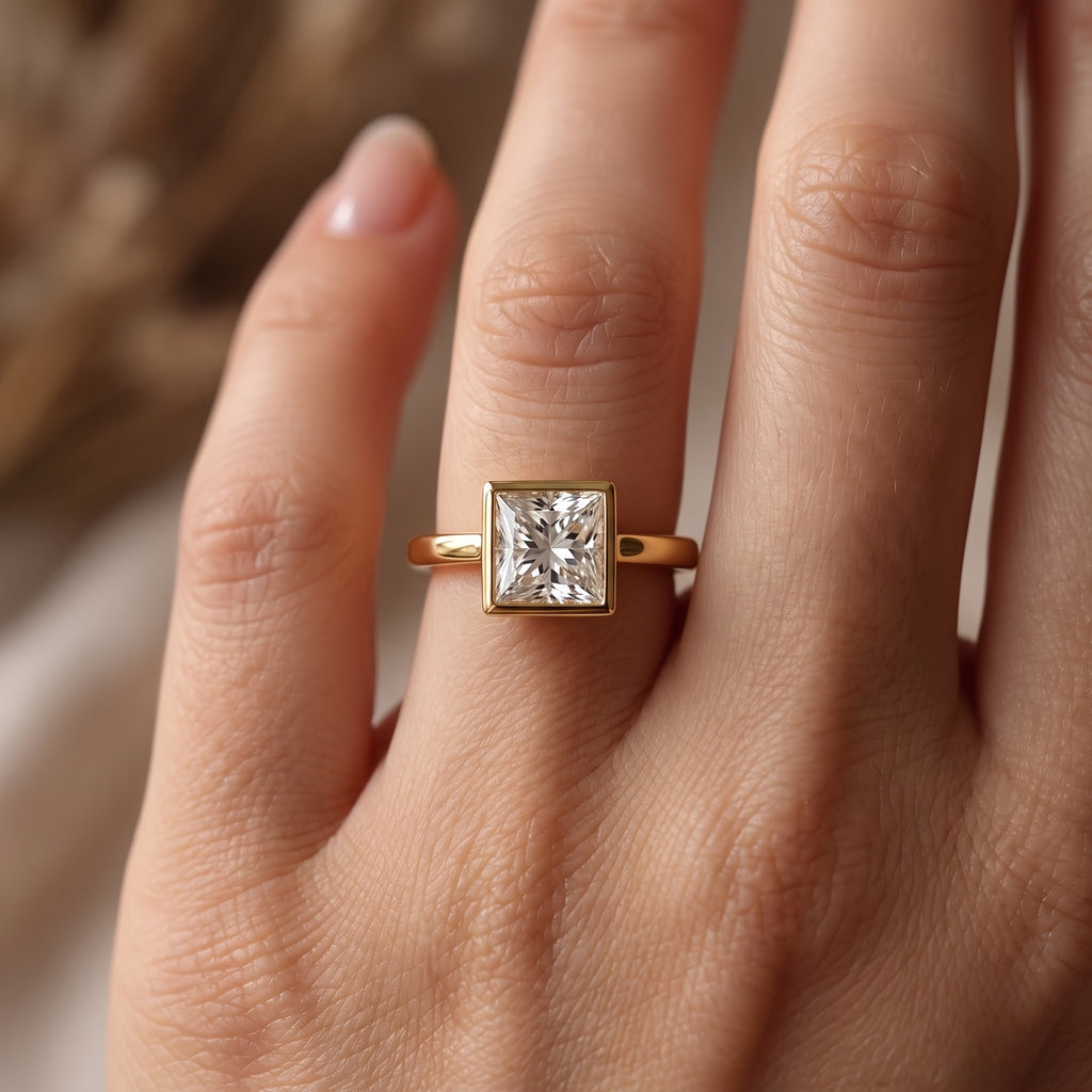 Élan Luxe Princess Diamond Bezel Setting Solitaire Ring