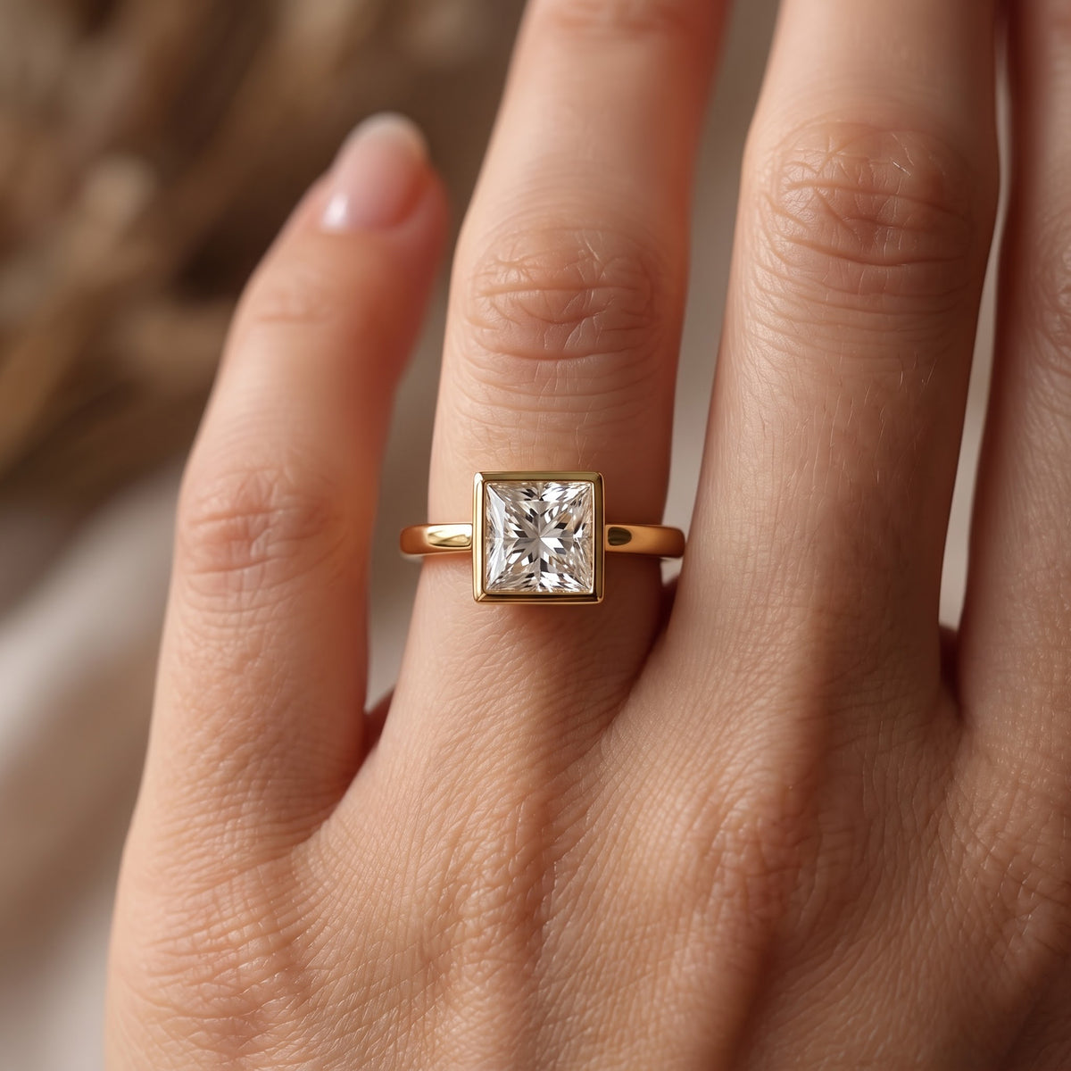 Élan Luxe Princess Diamond Bezel Setting Solitaire Ring