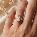 Modern Minimalist Marquise Diamond Bezel Setting Solitaire Ring