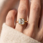The Valenne Asscher Diamond Bezal Setting Solitaire Ring