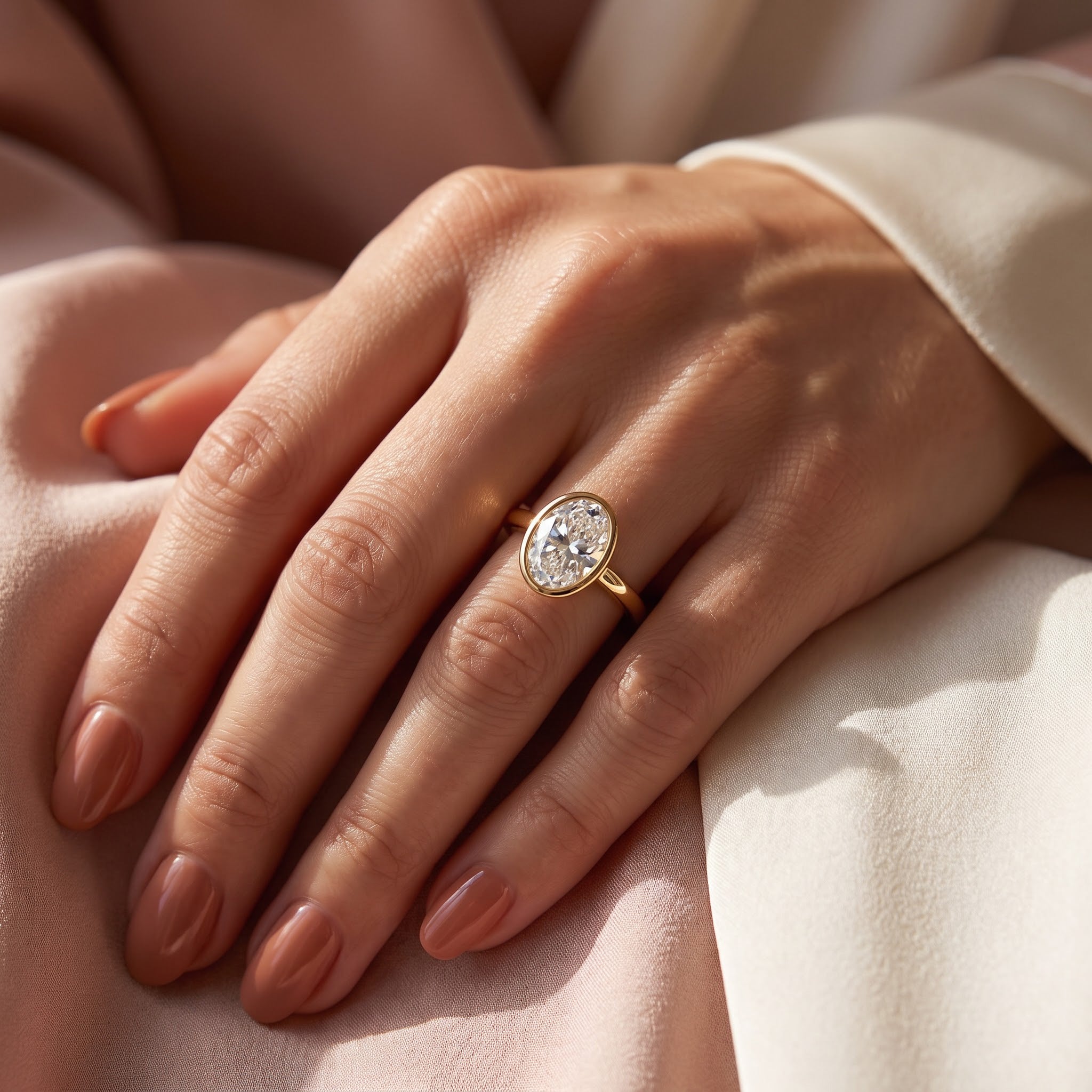 Aurelia Oval Diamond Bezel Setting Solitaire Ring