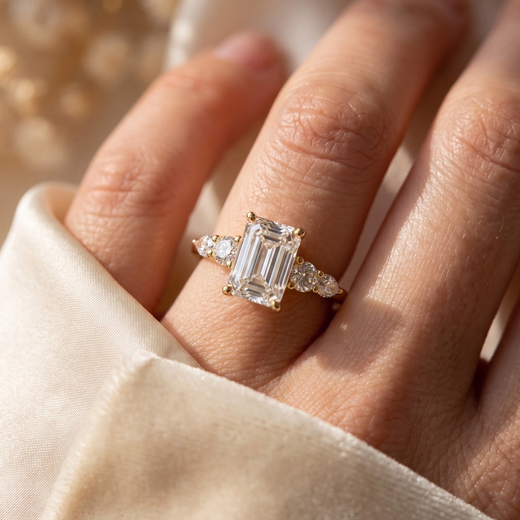 Emerald Cut Striking five-stone Diamond Engagement Ring