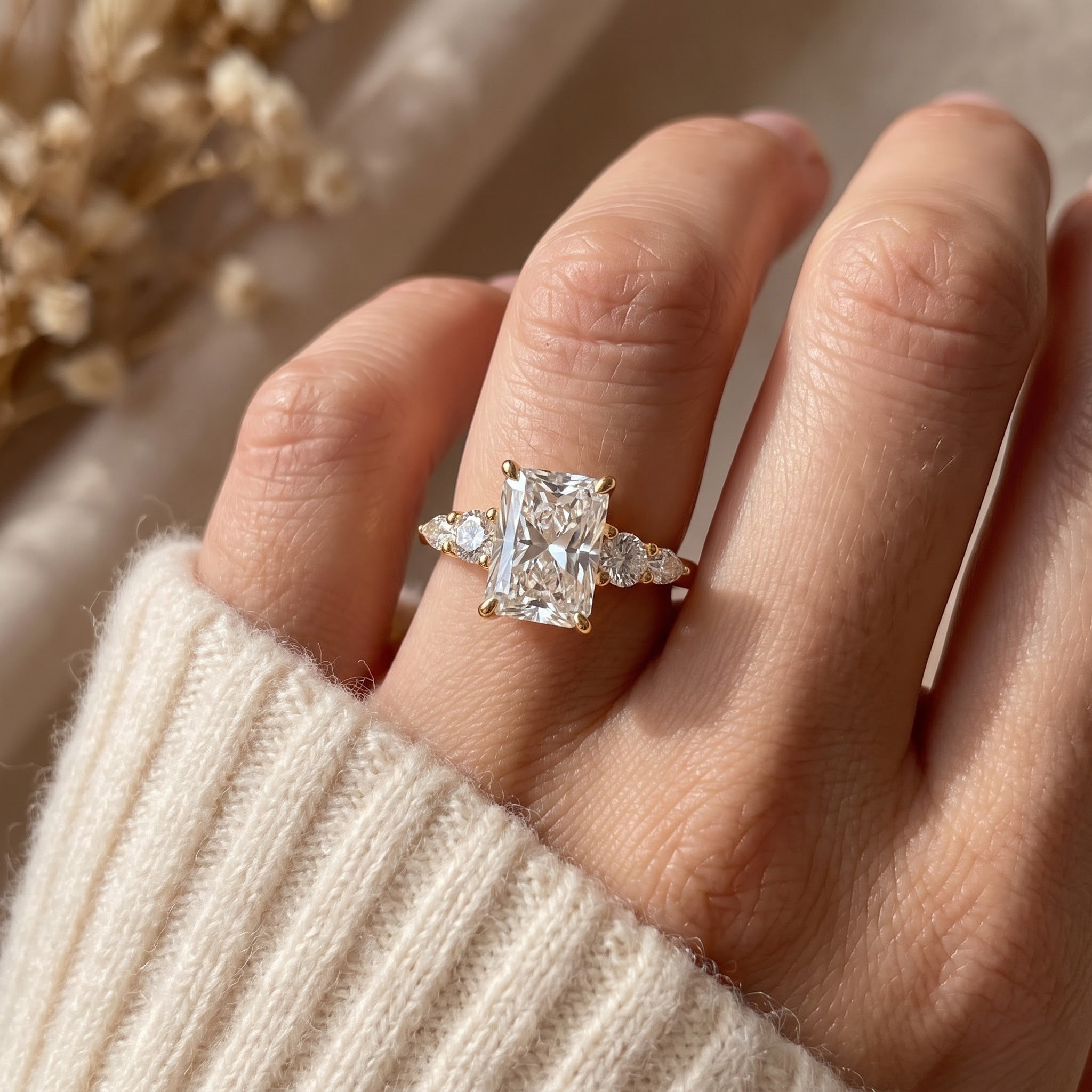 The Aurelia Radiant Five-Stone Diamond Side Stone Ring