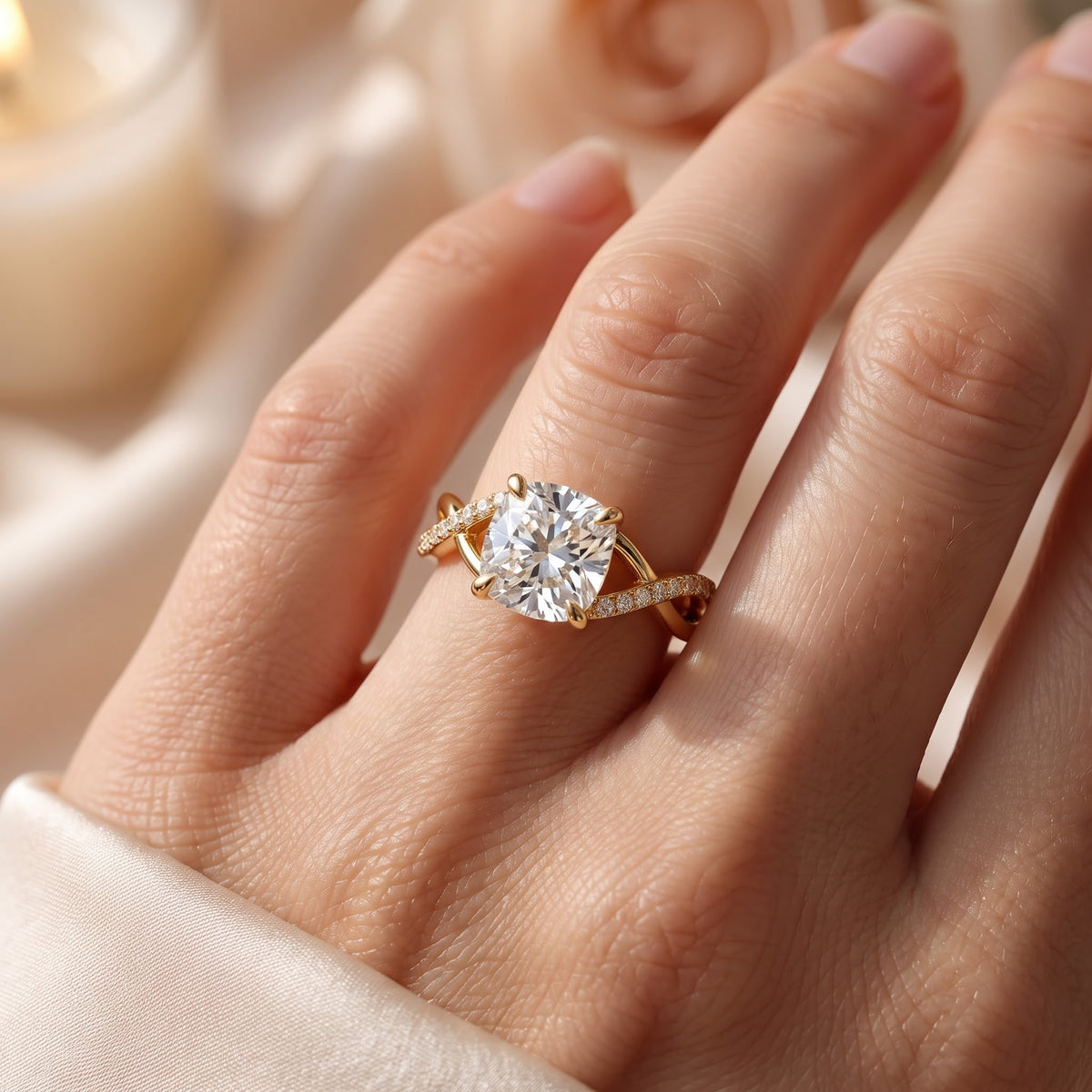 Round Celestine Élan Luxe Infinity Design Side Stone Ring