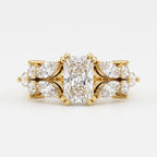 Aurelia Bloom Floral Radiant-Cut Diamond Side Stone Ring