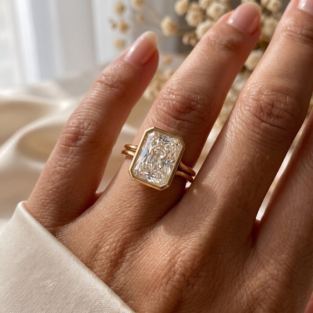The Aurelia Radiance Radiant Diamond Hidden Halo Ring
