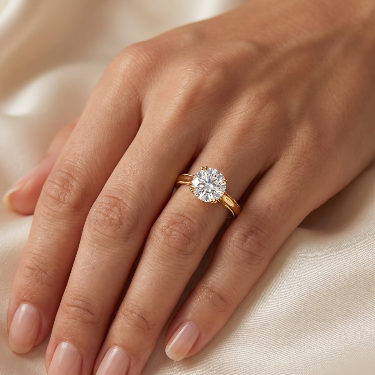 Celestine Grace Classic Round Diamond Hidden Halo Ring
