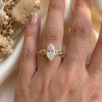 Elegant Floral Vine Marquise Diamond side stone Engagement Ring
